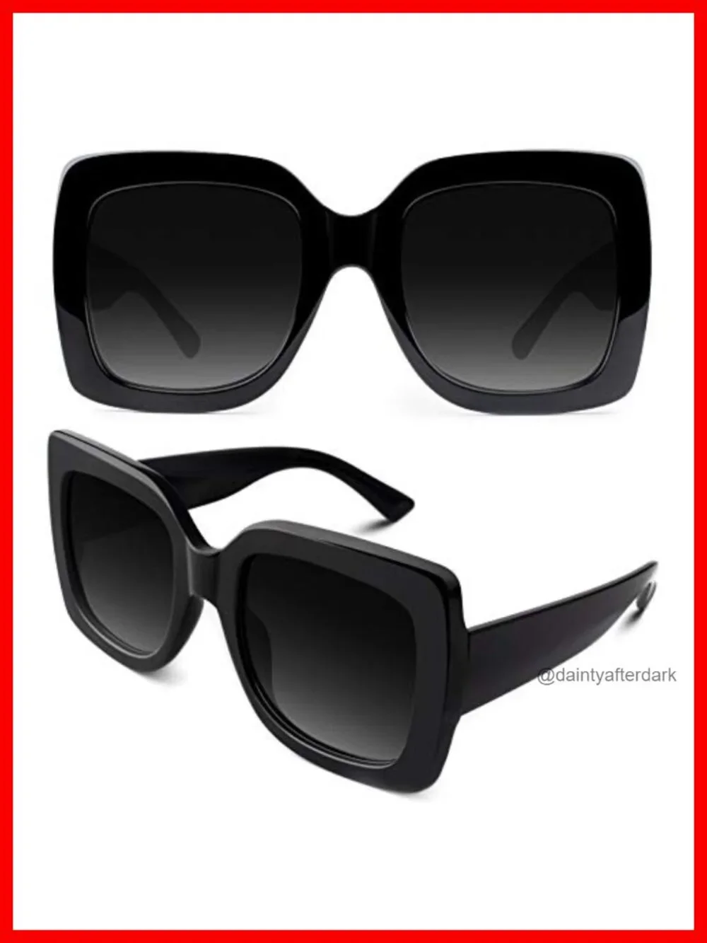 Oversized Square Frame Sunglasses UV400 Protection Retro Vintage Wrap Around